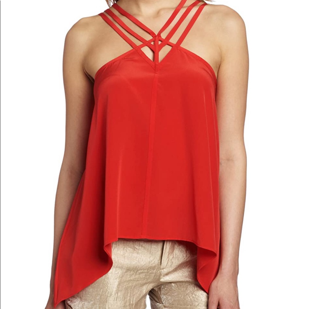 BCBGMAXAZRIA 100% Silk Kasia Strappy Top XS
